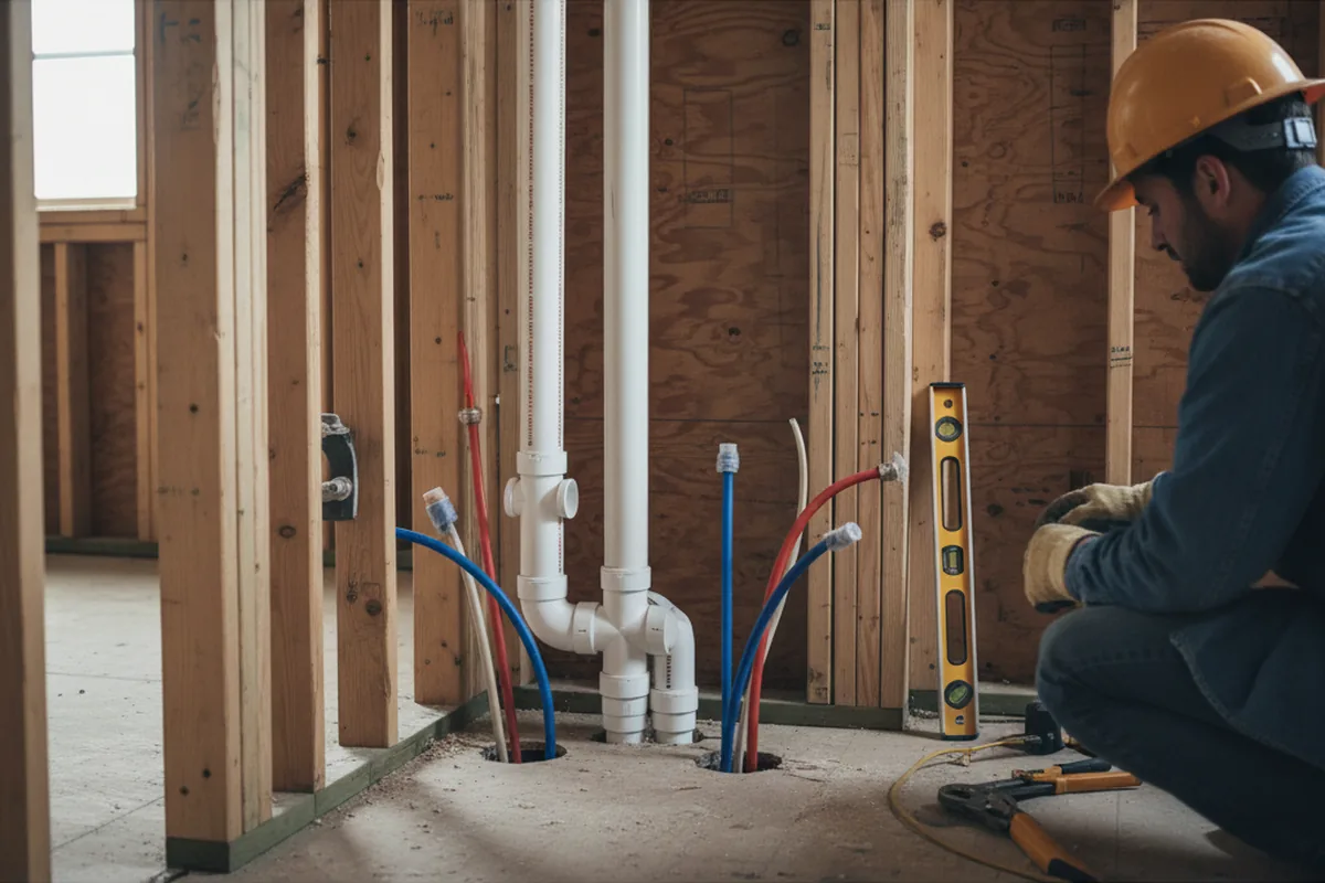 Drain and supply rough-in during Leak Detection in Shipman